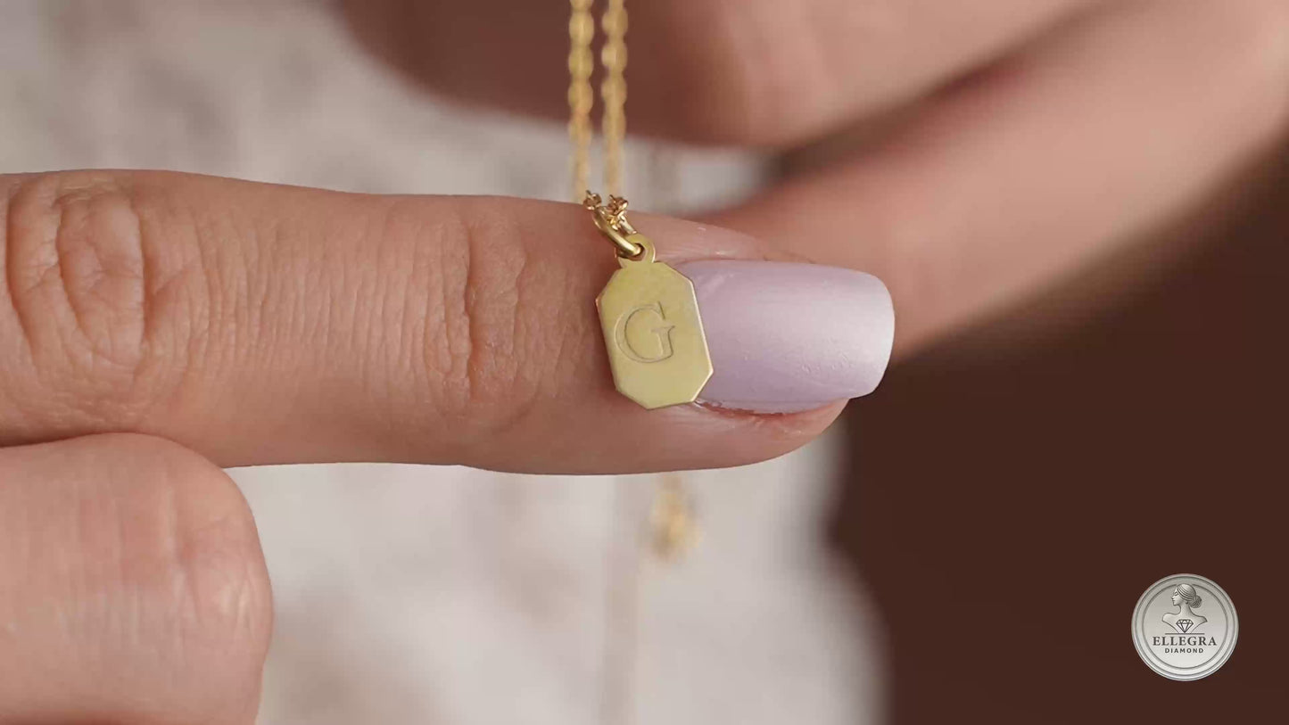 Initial Tag Personalized Necklace Letter Pendant