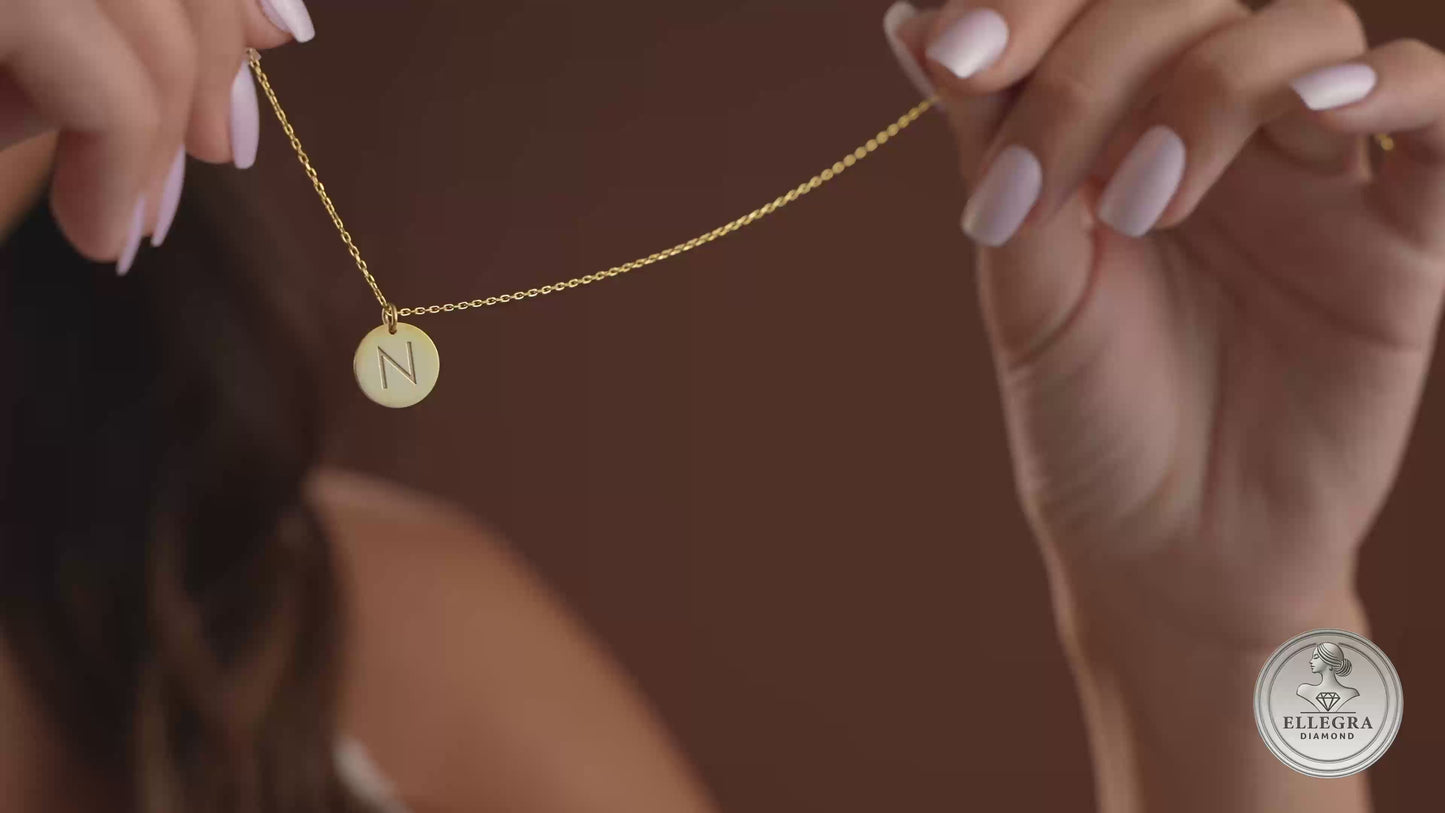 Engraved Disc Initial Personalized Necklace