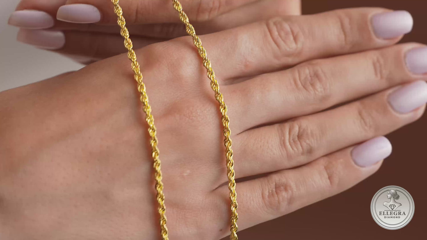 14K 18K Gold Rope Chain Necklace