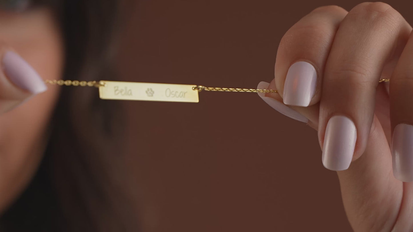 Customized Name Engraved Bar Necklace