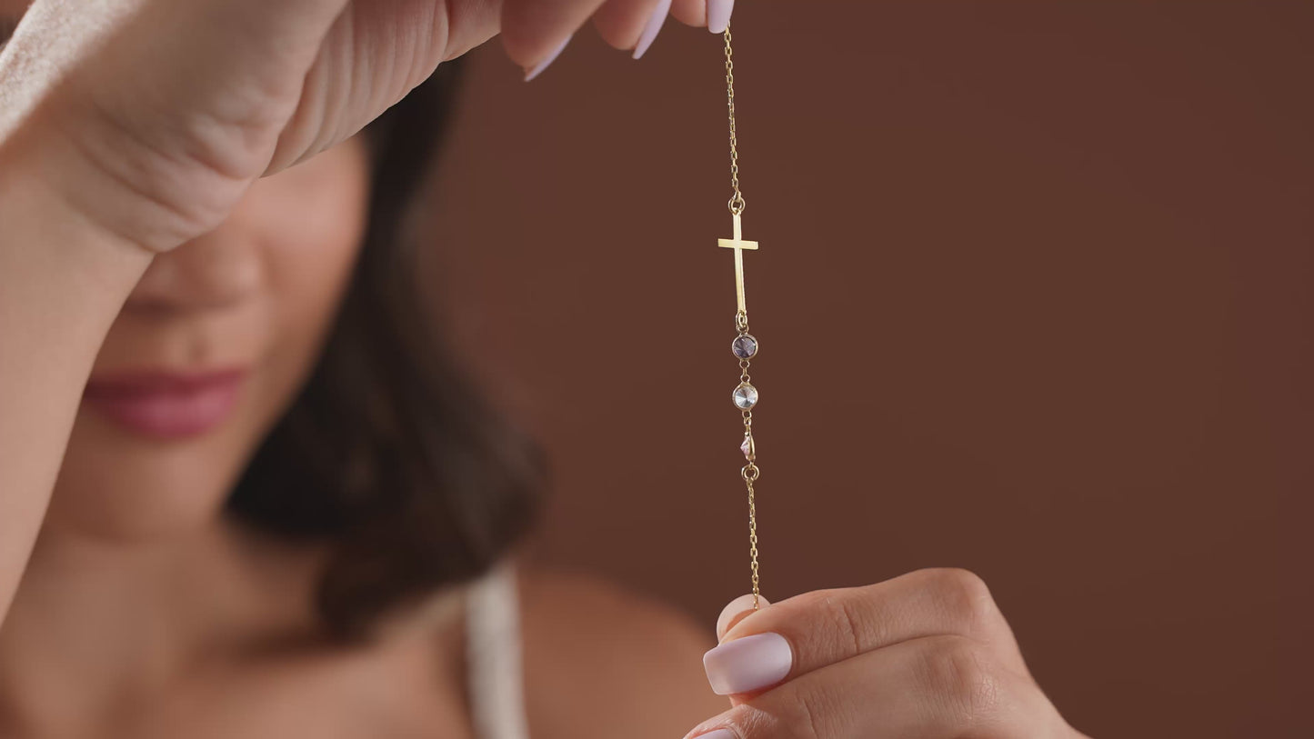 Christian Cross Birthstone Customized Necklace