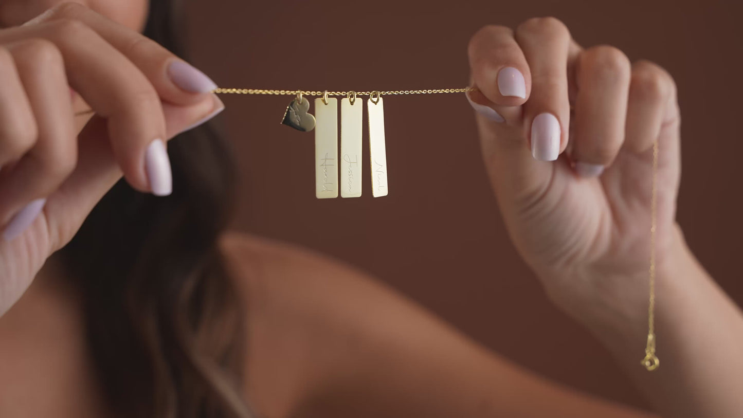 Personalized Family Name Engraved Bars Necklace