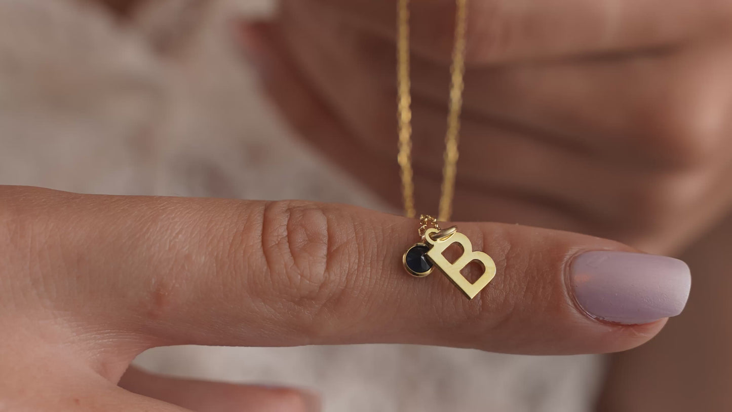 Personalized Birthstone Letter Necklace