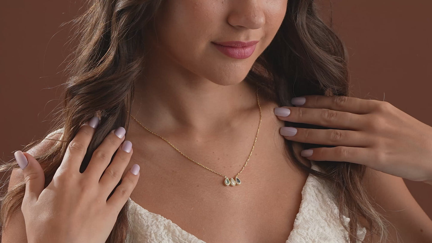 Customized Teardrop Family Birthstone Necklace