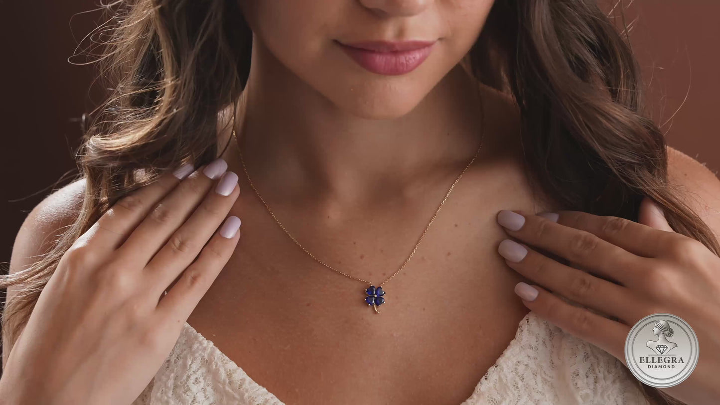Birthstone Clover Necklace Lucky Pendant Gift