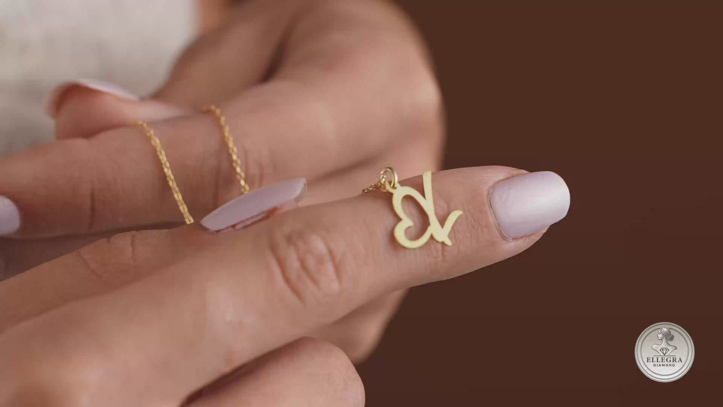 Heart Initial Personalized Necklace Letter Pendant
