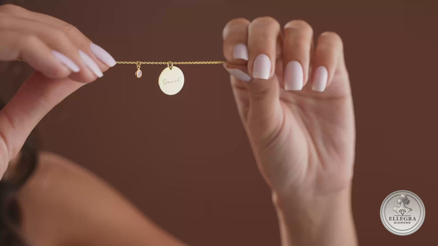 Birthstone Name Disc Personalized Necklace