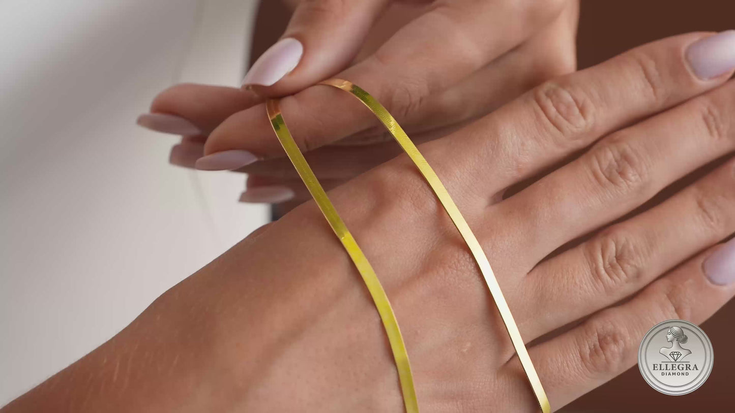Gold Herringbone Snake Chain Necklace