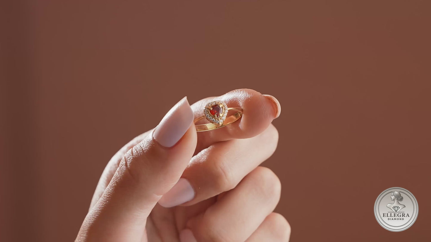 Customized Heart Birthstone Wedding Ring