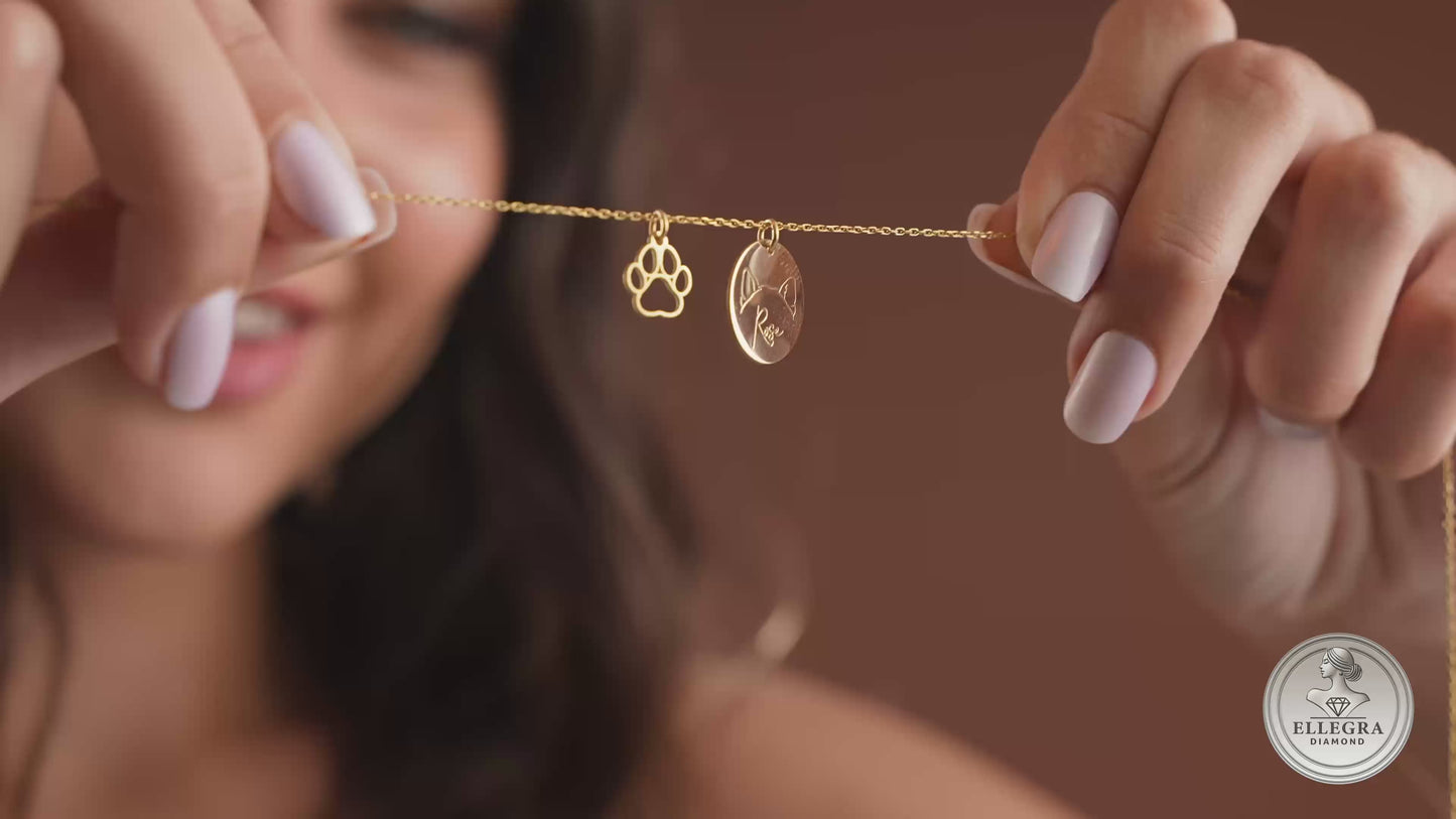 Custom Dog Ear Silhouette Necklace